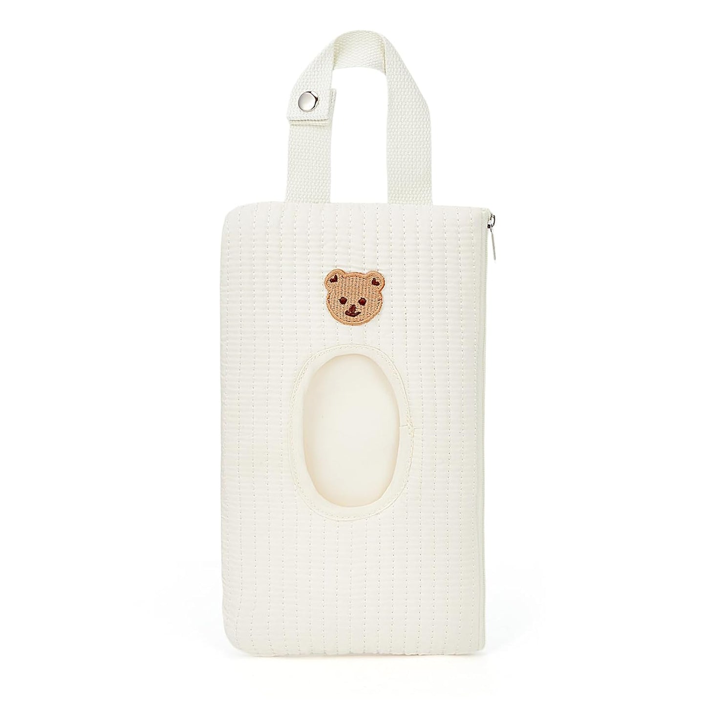 Quilted Baby Wipe Holder Quilted Wipe Pouch Portable Hanging Floral Wet Wipes Bag for Car, Stroller