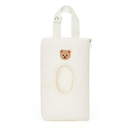 Quilted Baby Wipe Holder Quilted Wipe Pouch Portable Hanging Floral Wet Wipes Bag for Car, Stroller