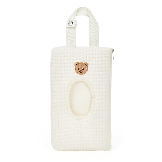 Quilted Baby Wipe Holder Quilted Wipe Pouch Portable Hanging Floral Wet Wipes Bag for Car, Stroller