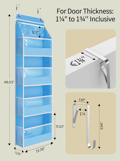 Yecaye 5 Tier 1Pc Over the Door Organizer, Stuffed Animal Storage with Clear PVC Windows, Door Organizer Hanging for Bedroom Nursery Closet Dorm Room Laundry Pantry Bathroom, Grey