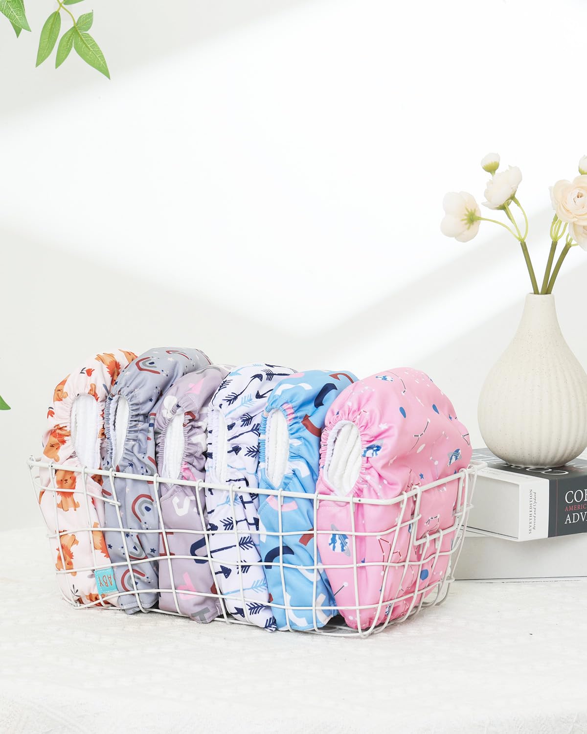 ALVABABY Baby Cloth Diapers 6 Pack with 12 Inserts Cloth Diaper Covers Adjustable Washable Reusable for Baby Girls and Boys