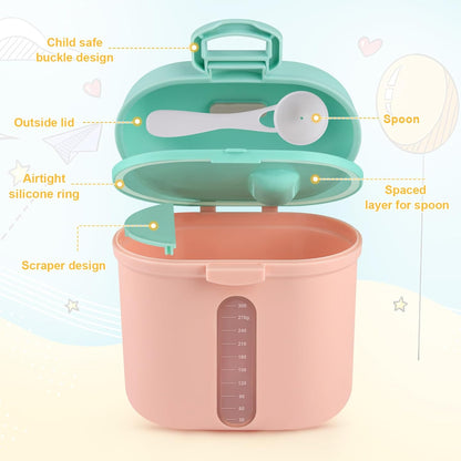 Accmor Baby Formula Dispense On The Go, Portable Milk Powder Formula Dispenser with Scoop,Formula Containers for Travel Hold 8.5oz/240g Formula,Green