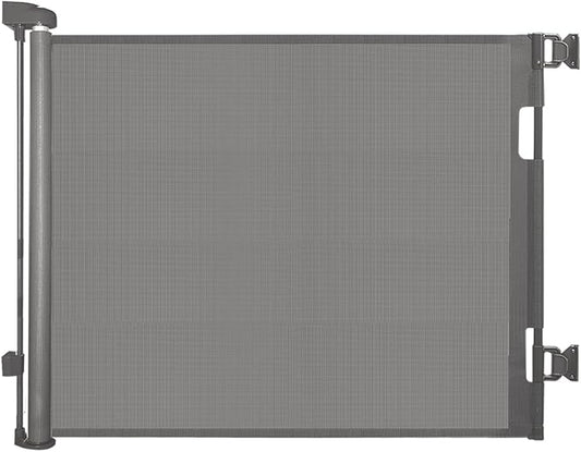 Retractable Baby Gate for Stairs – 33” Height, Expands up to 55” Width – Safety Gate for Infants, Toddlers, Dogs & Pets – Easy Install, Secure Closure, Gray Mesh Design for Indoor & Outdoor Use