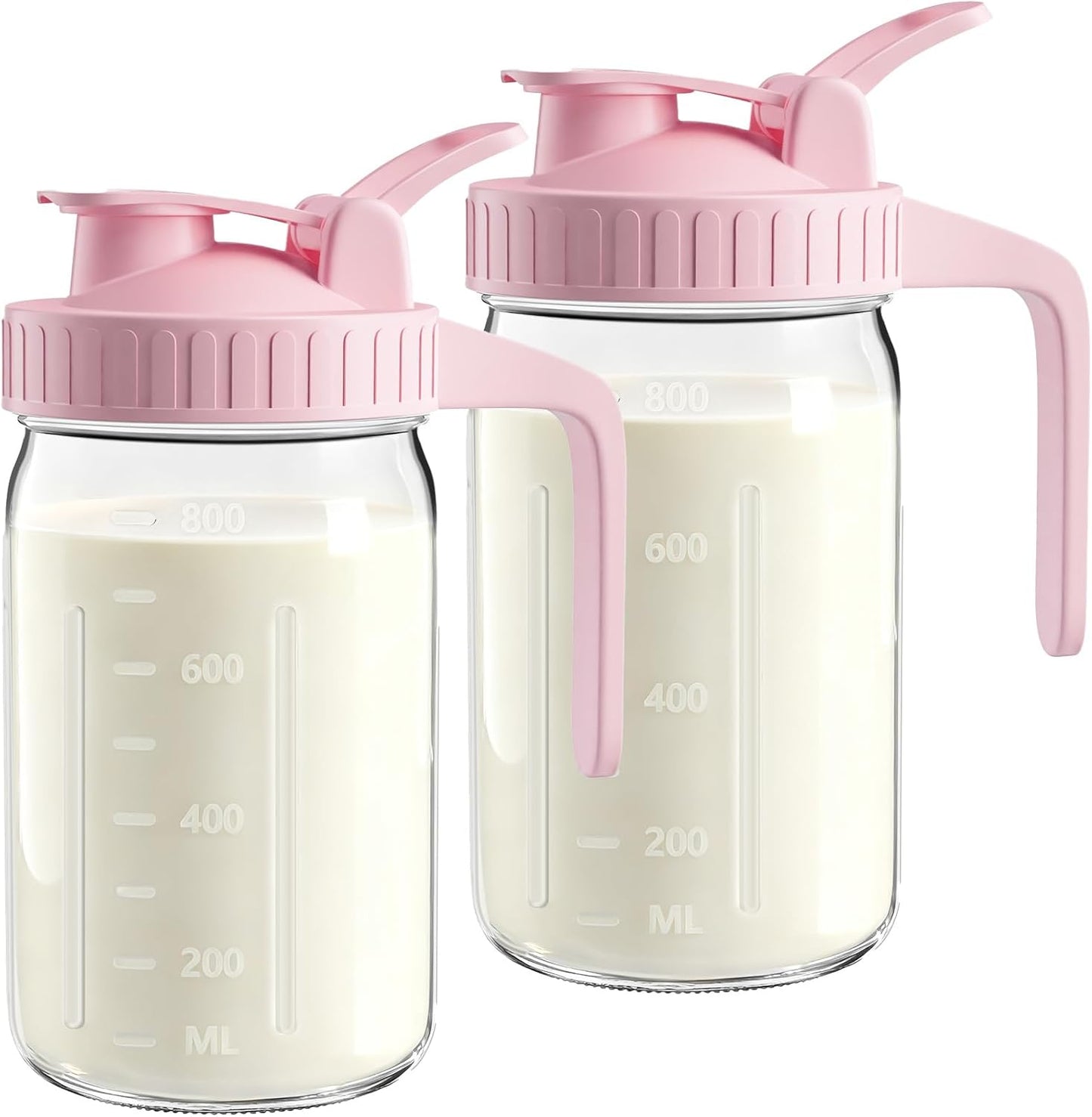 64oz Glass Breast Milk Pitcher with Lid & Pour Spout, 2 Quart Airtight Leakproof BreastMilk Fridge Storage Container - Wide Mouth, Dishwasher Safe Formula Pitcher with Handle
