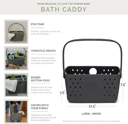 Parker Baby Large Bath Caddy | BPA Free & Food Grade Shower Caddy Organizer for Toys & Supplies | Quick-Dry, Sturdy & Perfect Size Shower Basket w/Handle in Neutral Colors