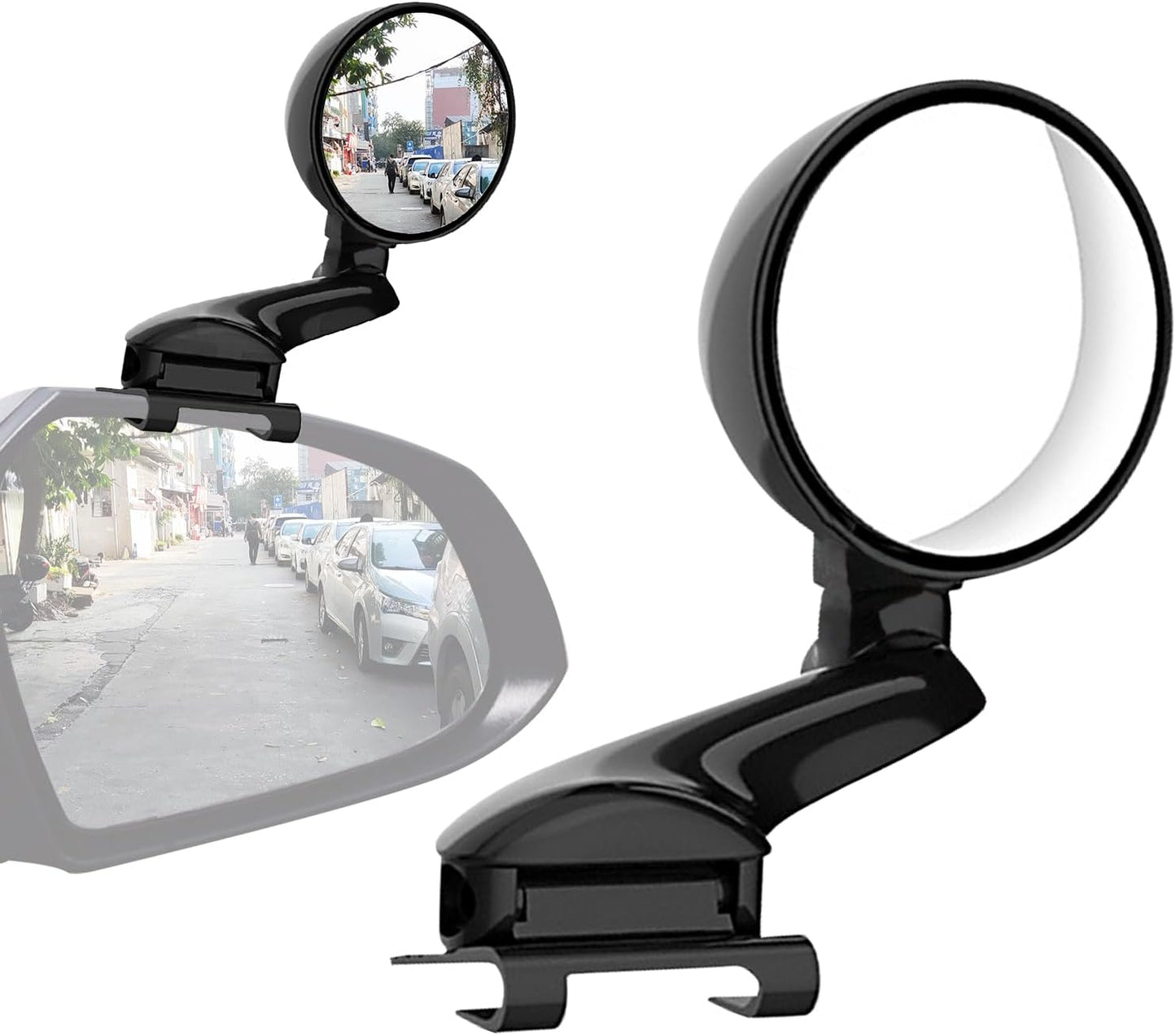 Blind Spot Mirror Adjustable 360 Degree Car Side Mirror, HD Glass Rear View Exterior Accessories Frame Thickness Less than 5MM for Car SUV (long-armed Right)