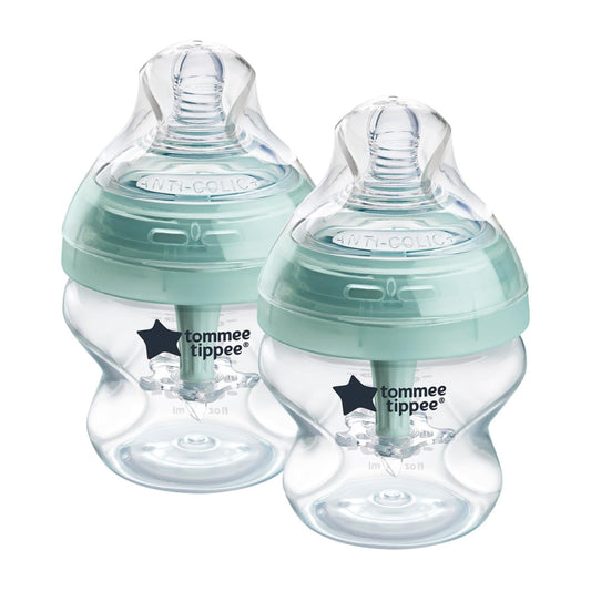 Tommee Tippee Advanced Anti-Colic 12 Piece Set, 5 oz and 9 oz BPA Free Bottles, Newborn 0+ Months, Includes Slow & Medium-Flow Breast-Like Nipples and Bottle Handles and Cleaning Brush
