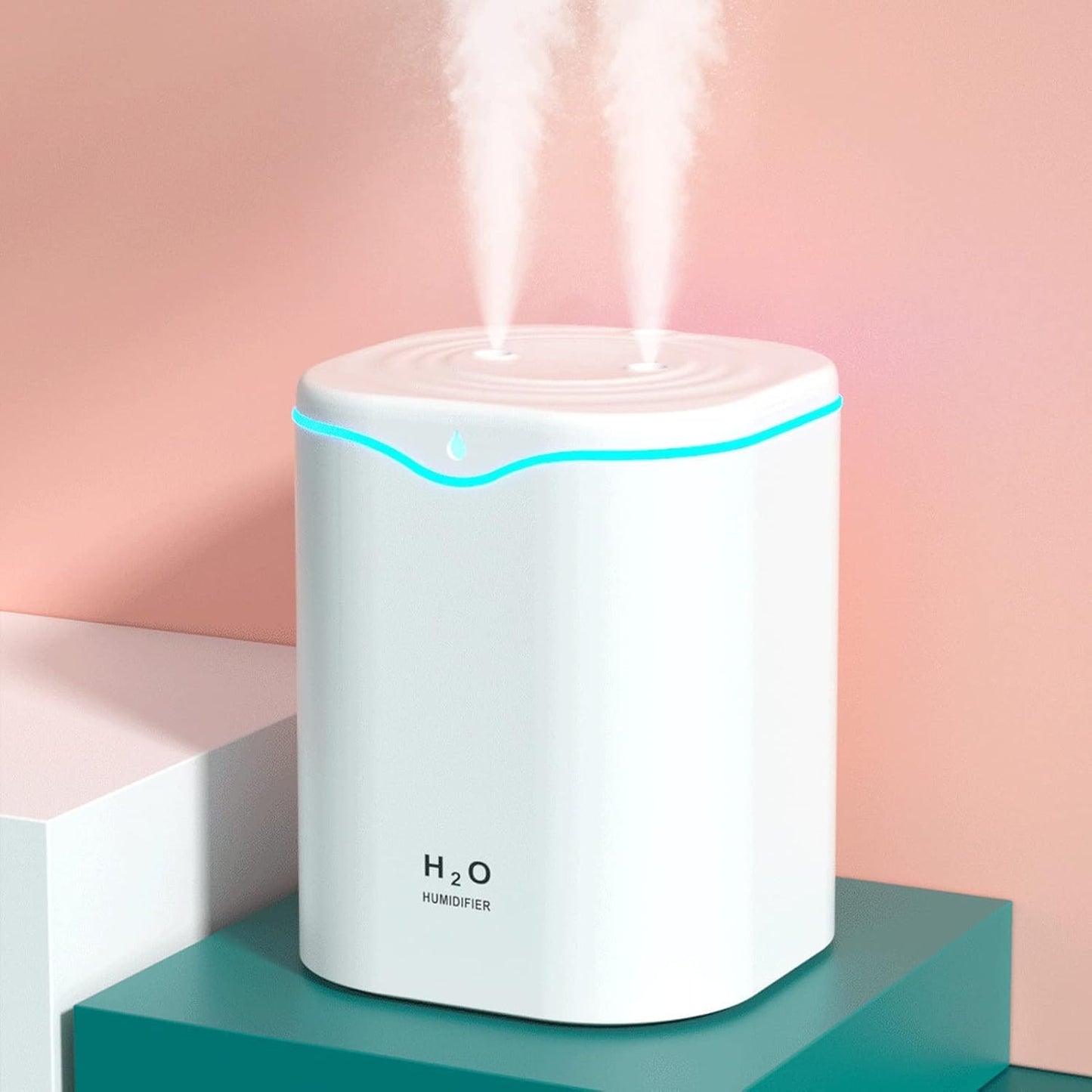 Humidifiers for Bedroom, 25dB Quiet Cool Mist Humidifier for Home, 2L Top Fill Tank for Large Room with 24H Runtime, Carry Handle, NightLight, 12H Auto Shut-off Safety for Nursery/Office/Plants