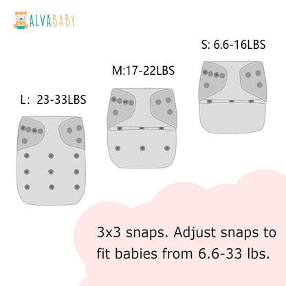 ALVABABY Baby Cloth Diapers 6 Pack with 12 Inserts Cloth Diaper Covers Adjustable Washable Reusable for Baby Girls and Boys