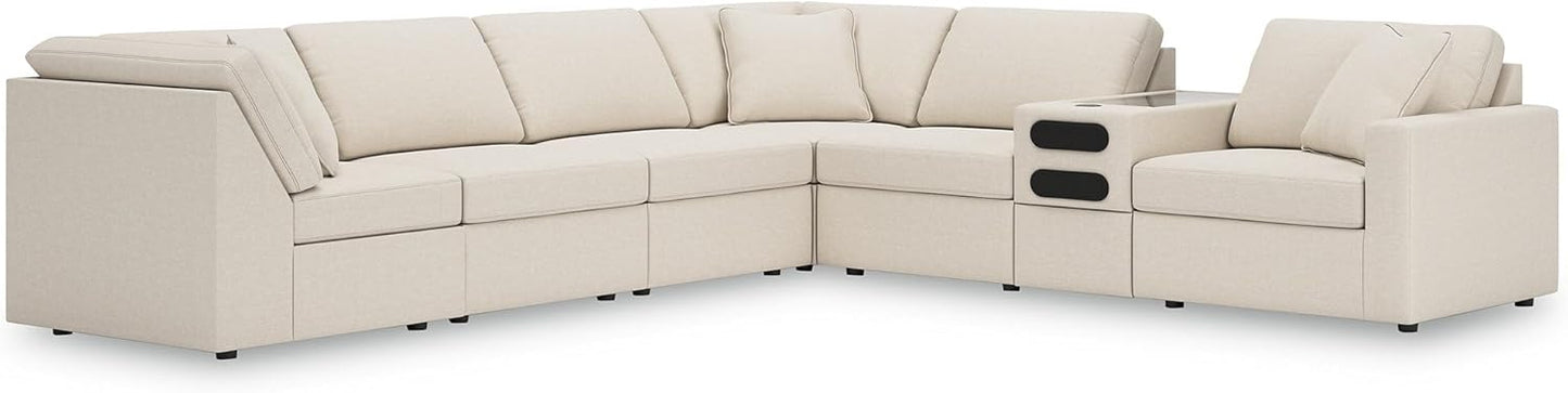 Signature Design by Ashley Modmax Coastal Press-Back Swivel Glider Rocker Recliner with Machine Washable Cover, Hidden Storage Compartments and 2 Bolster Pillows, Beige - Colors B