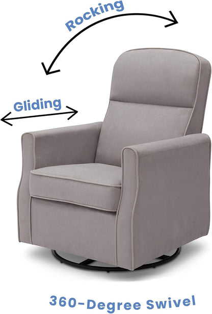 Delta Children Clair Slim Nursery Glider Swivel Rocker Chair, Dove Grey
