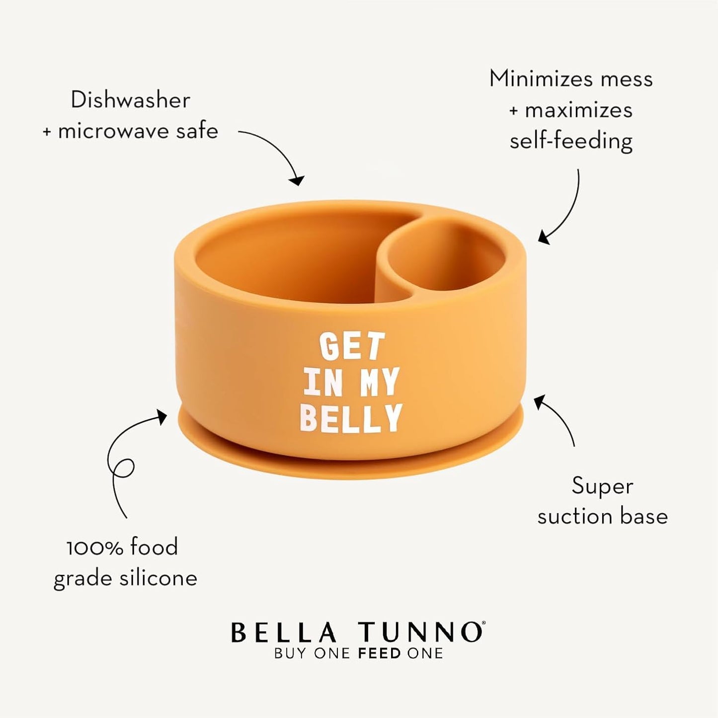 Bella Tunno Silicone Suction Bowl for Toddlers and Babies, Food Grade BPA Free Silicone, Non Slip Suction Base, Microwave & Dishwasher Safe, Ideal Baby-Led Weaning & Self Feeding Bowl, Miss Mess