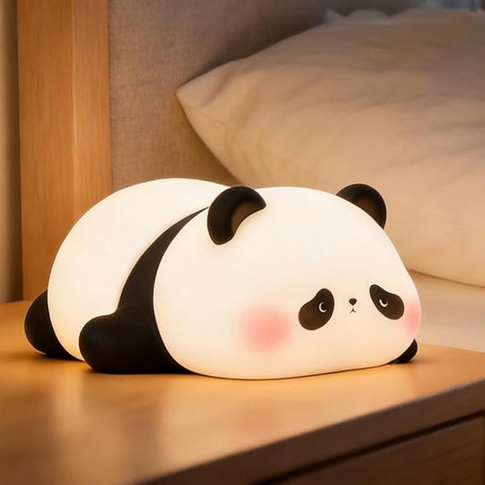FAMIDUO Cute Panda Night Light for Kids, LED Panda Lamp, Food Grade Silicone Novelty Animal Night Lamp,Dimmable Nursery Squishy Nightlight, Cool Gifts for Kids, Office Desk/Baby Boys/Girls Room Decor