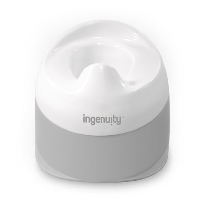 Ingenuity Ready Set Go Potty Training Toilet, Removable Bowl, Non-Skid Bottom, Wide Stable Base, Age 18 Months & Up, White & Grey