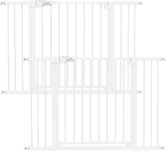 Babelio Baby Gate, 29-48 Inch Auto Close Pet Gate PressGuard P7, Easy Install Pressure-Mounted Safety Gate, Extra Wide Pet Gate for Stairs and Doorways, 2 Pack White