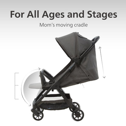 Pika Lightweight Travel Stroller for Airplane – Foldable Compact Baby Stroller, Portable Toddler Strollers with Auto-Folding Design, Adjustable Footrest, UV Canopy, Mesh Window - Up to 55 lbs