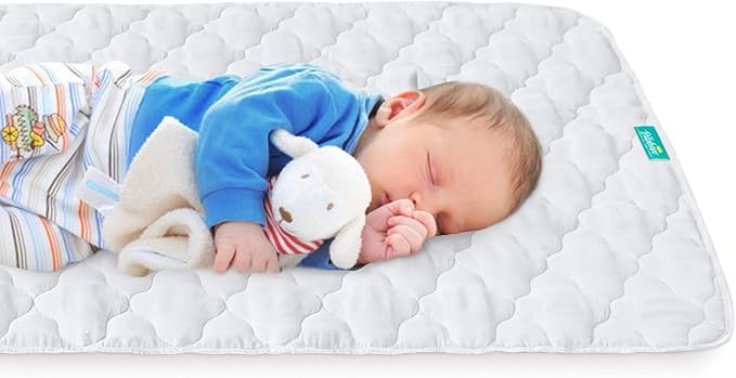 Waterproof Crib Mattress Protector Pad 28" x 52",Non-Slip & Absorbent Mattress Pad for Baby Standard Crib/Bed, Quilted Machine Washable White