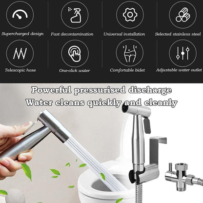 BUYGOO Handheld Bidet Sprayer for Toilet - Adjustable Water Pressure Control with Bidet Hose for Feminine Wash, Stainless Steel Brushed Nickel Cloth Diaper Toilet Sprayer for Baby Wash