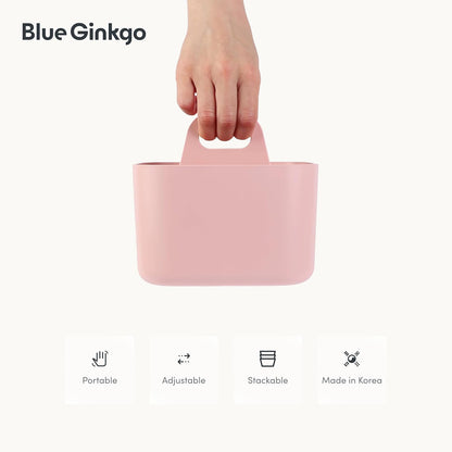 BLUE GINKGO Stackable Organizer Caddy – Korean-Made Portable Tote for Bathroom, Office, Crafts, or School Supplies (Rectangle, Green)