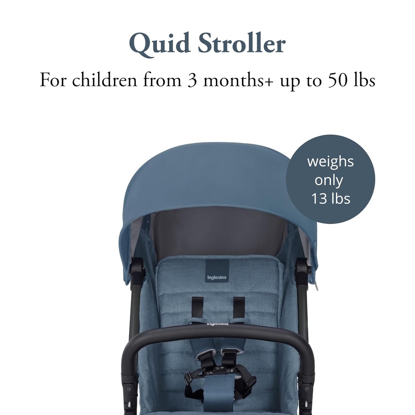 Inglesina Quid 2 Stroller - Midnight Blue - Ultra Compact Lightweight Travel Stroller, Babies and Toddlers, Airplane Overhead, Foldable, Reclining Seat, Collapsible Canopy, 3 Months - 50 lbs, BPA Free