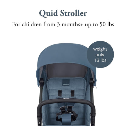 Inglesina Quid 2 Stroller - Midnight Blue - Ultra Compact Lightweight Travel Stroller, Babies and Toddlers, Airplane Overhead, Foldable, Reclining Seat, Collapsible Canopy, 3 Months - 50 lbs, BPA Free
