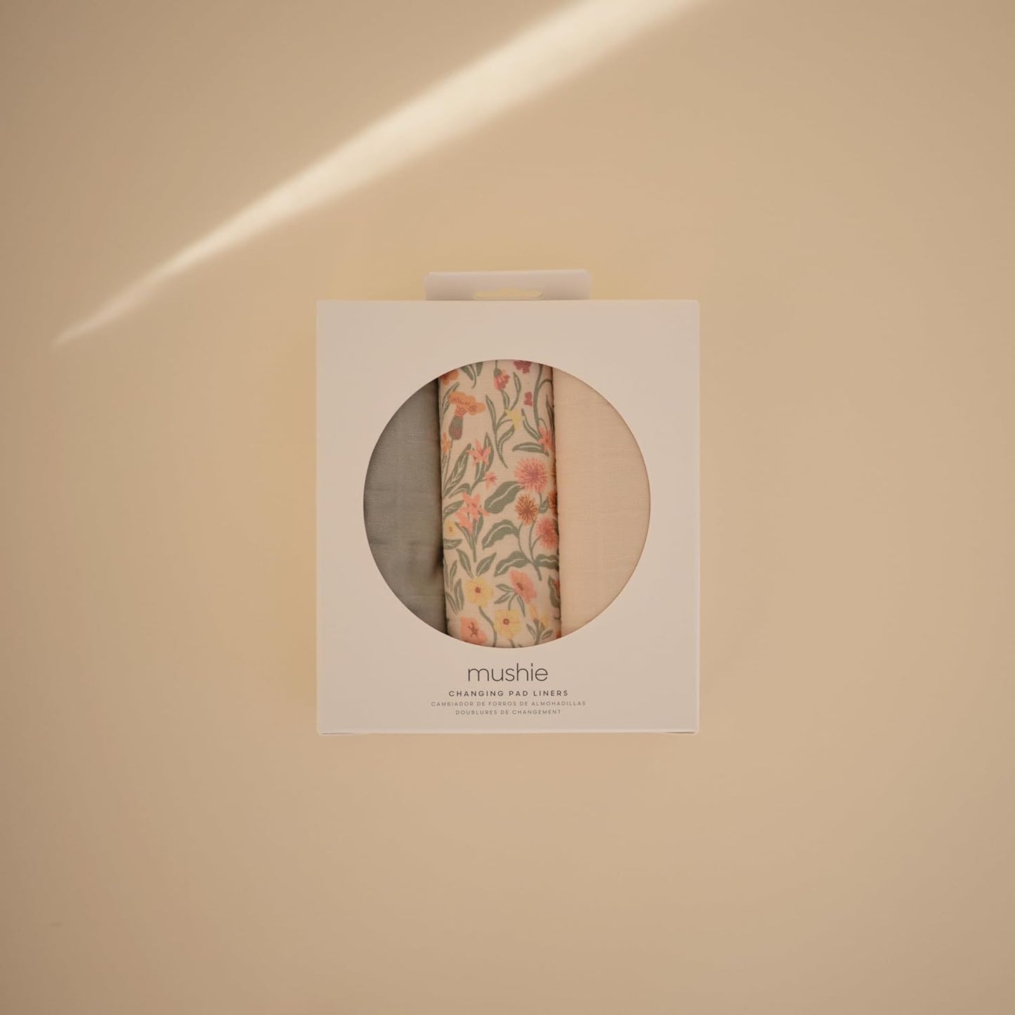 mushie Water Repellent Changing Pad Liners | Made with Organic Cotton | Set of 3 (Pastel Blooms Combo)
