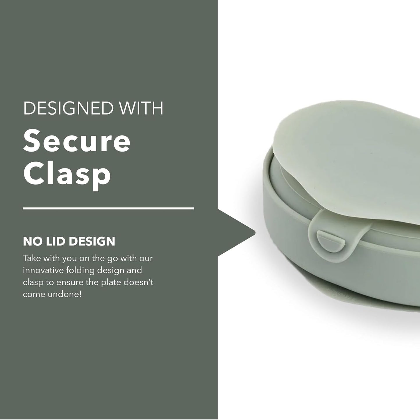 Miniware Baby Travel Plate with Suction - Foldable Silicone Baby Travel Essential to Promote Self-Feeding - Dishwasher Safe, BPA Free, Food Grade Silicone Baby Plate For On The Go - Sage Silifold