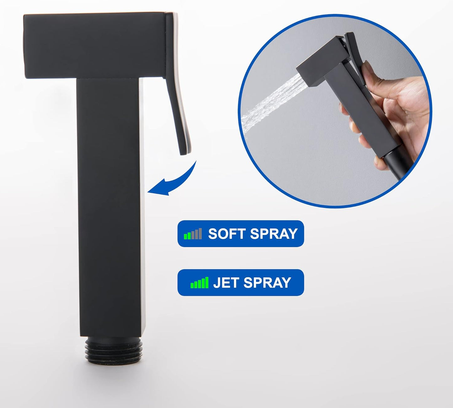 SHAMANDA Handheld Bidet Sprayer for Toilet, Stainless Steel Baby Cloth Diaper Sprayer Kit, Bathroom Toilet Bidet Attachment Set for Bathing Pets Feminine Hygiene, Matte Black BDS01-7