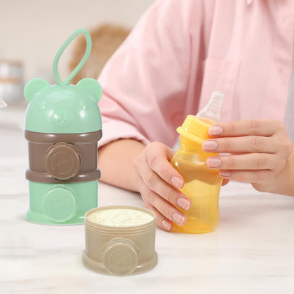 Formula Dispenser: 4 Compartments Stackable Formula Container for Travel - Portable Baby Milk Powder & Snack Storage Box, Light Green Leak Proof