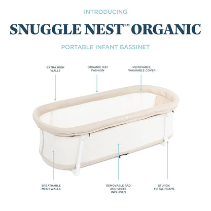 Baby Delight Snuggle Nest Bassinet, Portable Baby Bed, for Infants 0 – 5 Months, Driftwood Grey