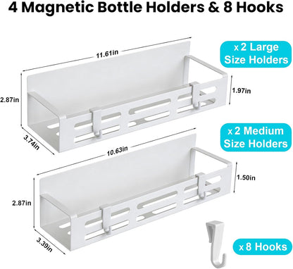 4 Pack Magnetic Baby Bottle Organizer for Refrigerator, Bottle Organizer Rack with 8 Hooks, Storage for Baby Bottles, Pacifiers, and Brushes, Also Suitable Stanley Cup Storage
