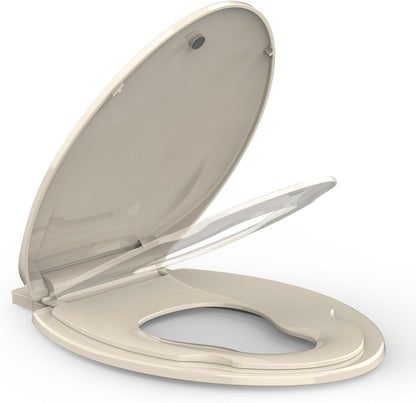 Toilet Seat Round,Toilet Seat with Toddler Seat Built in, Potty Training Toilet Seat Round Fits Both Adult and Child, with Soft Close,Easy Install and Clean - White, Round