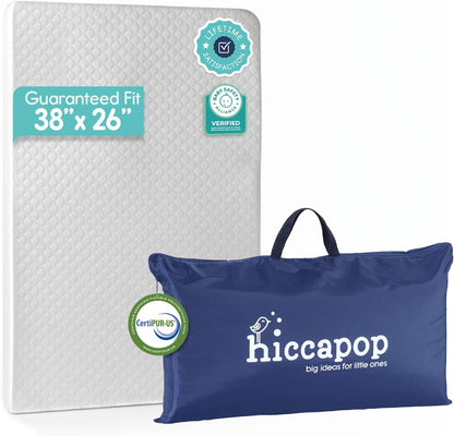 Hiccapop Playard Mattress Pad (38"x26"x1"), Playpen Pad, Portable Crib Mattress with Carry Bag, 1" Thick