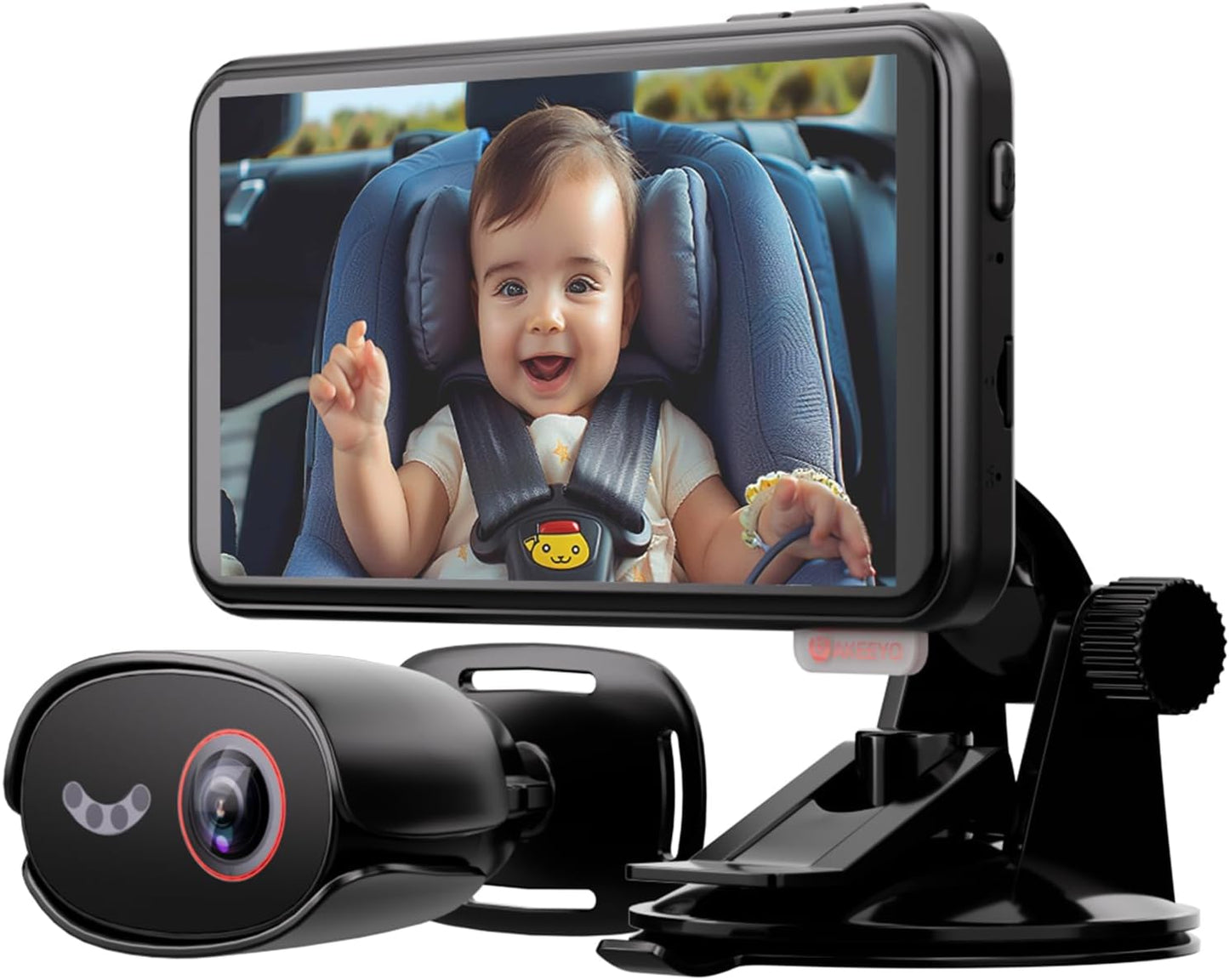 [New Voice Control] AKEEYO Baby Car Camera, 5.5'' 1080P HD Car Baby Monitor for Backseat with Wired Stability, Superior Night Vision, 4X Zoom, Exit Reminder, Safe Driving Essential for Infants