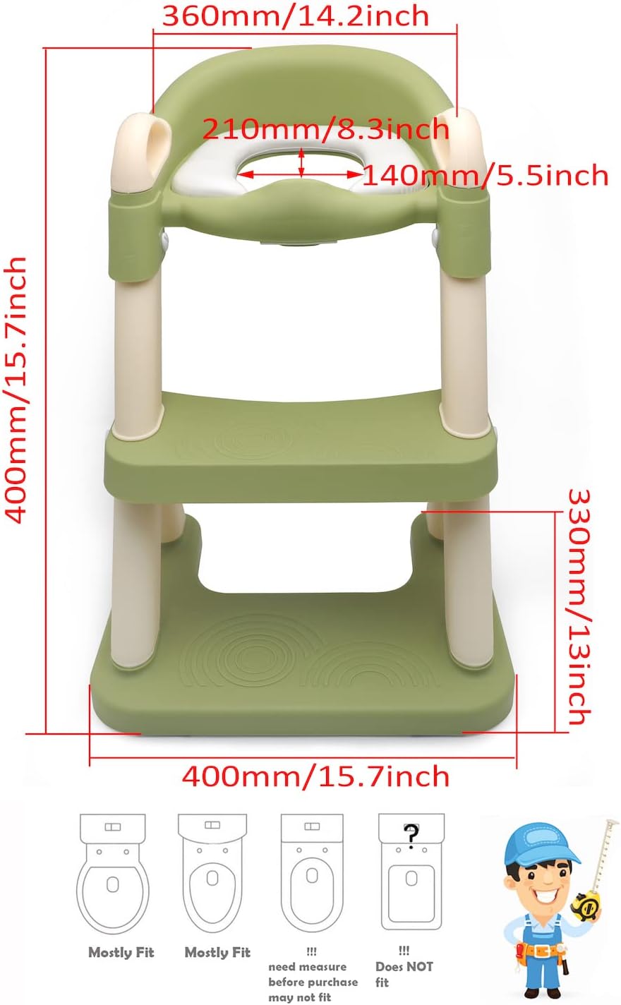 HTTMT- Giraffe Potty Training Toilet Ladder Seat With Upgraded Cushion Step Stool Ladder Toilet Chair/Toilet Trainer for Baby Toddler Kids Children In Pink [P/N: ET-BABY001-PINK STEP]