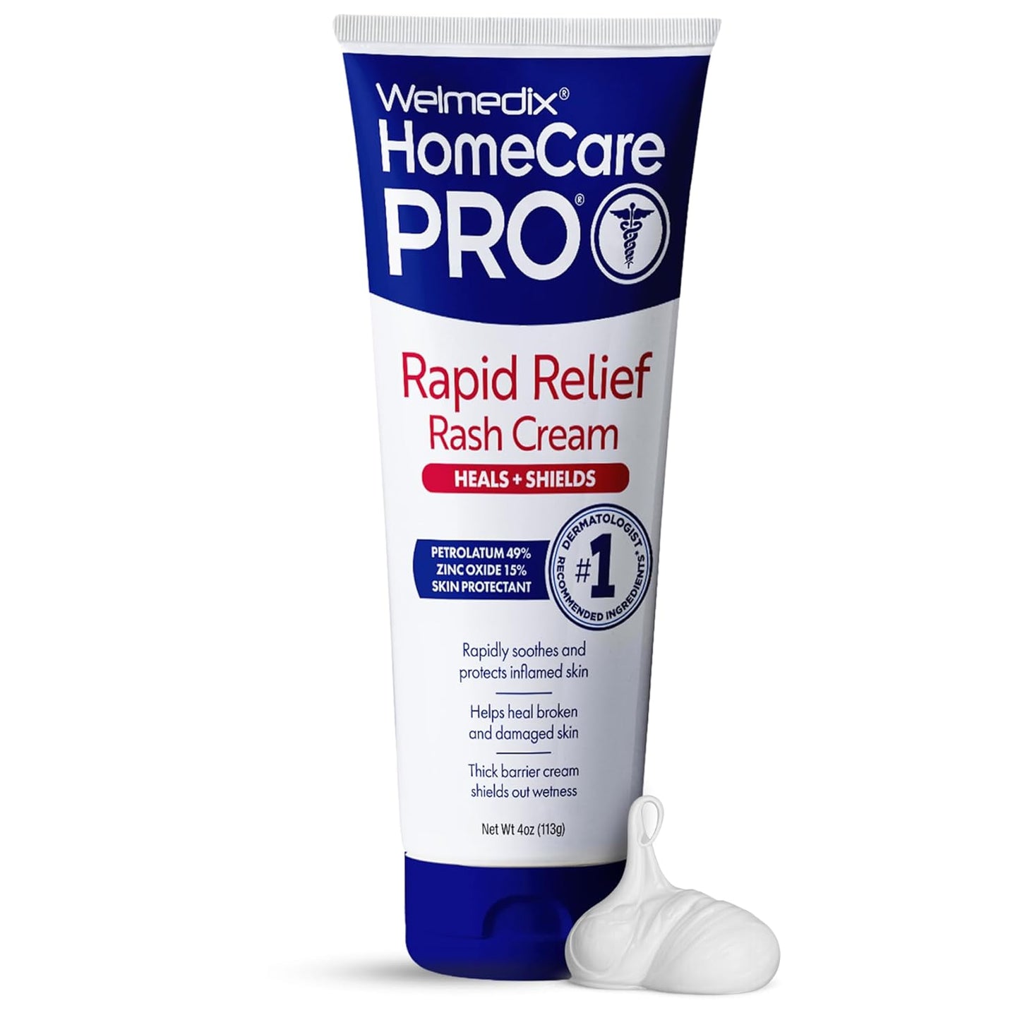 Welmedix Adult Diaper Rash Cream - Zinc Oxide Cream & Moisturizing Skin Barrier Cream, Maximum Strength Diaper Rash Cream for Adults, Skin Protection Ointment - 4oz