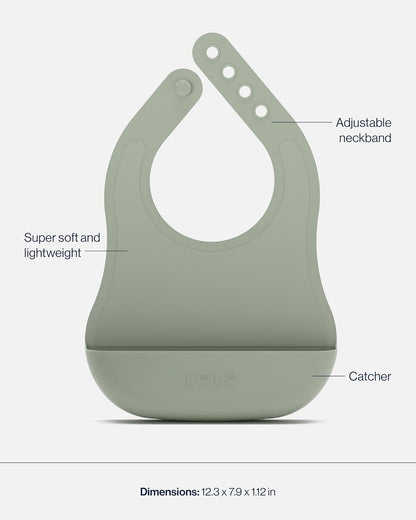 Lalo First Bites Silicone Baby Feeding Set - Baby Led Weaning Supplies - Non-Toxic Silicone - Includes 1 Bib, 2 Spoons, Training Cup, Suction Plate and Bowl - 6 Pieces - Blueberry
