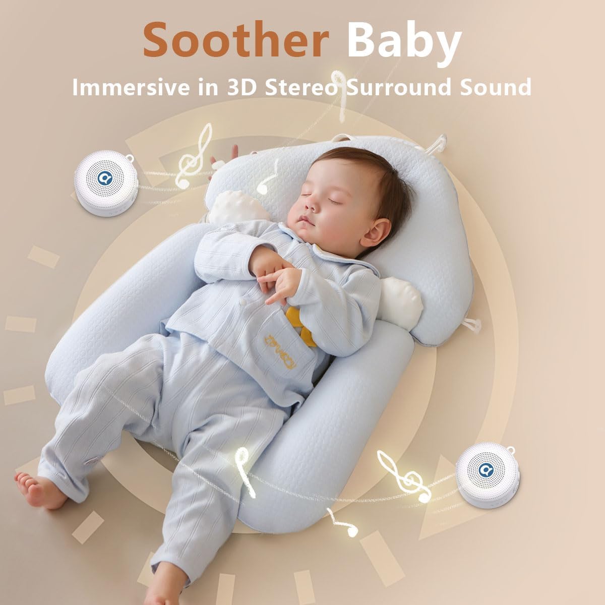 Brown Noise Sound Machines with 30 Soothing Sounds Mini White Noise Machine Baby 32 Volume Level Sleep Machine for 3D Surround Sound Rechargeable Noise Machine for Kid Adult Home Travel