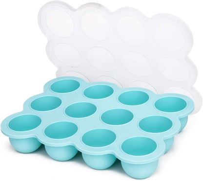 12x1.5oz Baby Food Storage Containers, Baby Food Freezer Tray with Clip Lid Gossamer Pink, Food Grade Silicone Freezer Trays for Purees & Vegetables