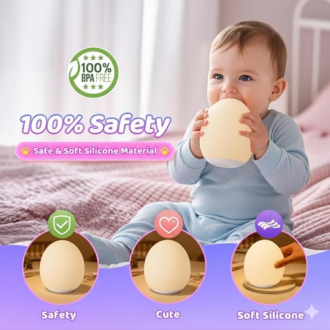 Night Light for Kids,Egg Night Light for Baby Nursery, 7 Colors Changing &30-Min Timer Portable Nursery Night Lamp forBaby Nursery & Kids Bedroom,DIY Hand-Painted Custom Lamp