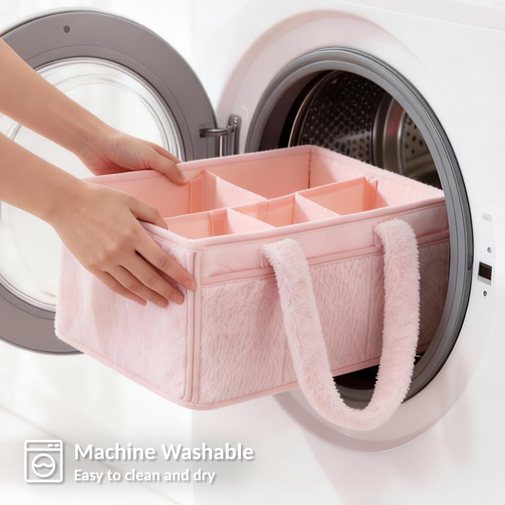 luxury little Soft Baby Diaper Caddy Organizer, Nursery Storage Basket with Removable Divider, Portable Baby Diapers Basket, Gifts for New Parent, Baby Shower (Baby Blue)
