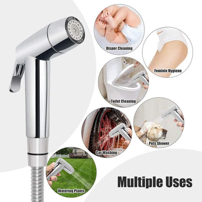 Handheld Bidet Sprayer Toilet Bathroom with Wall Bracket Hose Set, Closestool, Squatting Pan, Water Flower, Floor Cleaning Cloth Diaper for Bathroom Hygiene 3 Set (Note: linker not Included)