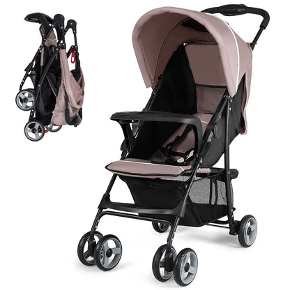 Baby Joy Lightweight Stroller, Compact Toddler Travel Stroller for Airplane, Infant Stroller w/Adjustable Backrest/Footrest/Canopy, 5-Point Harness, Storage Basket, Easy One-Hand Fold (Gray)