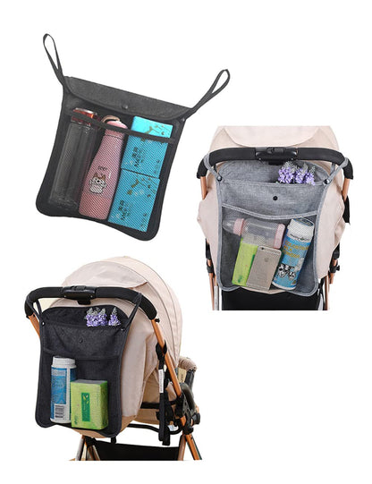 2 PCS PACK Umbrella Stroller Organizer, Black & Sky Blue, Holds water bottles, extra diapers wipes, toddler sweat shirt (Black+Sky Blue)