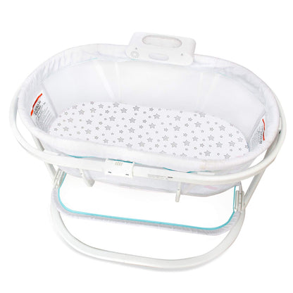 Bassinet Sheets Fit for Simmons Kids By The Bed City Sleeper Bassinet(Twins), Moses Basket and Hospital Bassinet, 100% Cotton, 2 Pack, Gray and White Print - Colors B