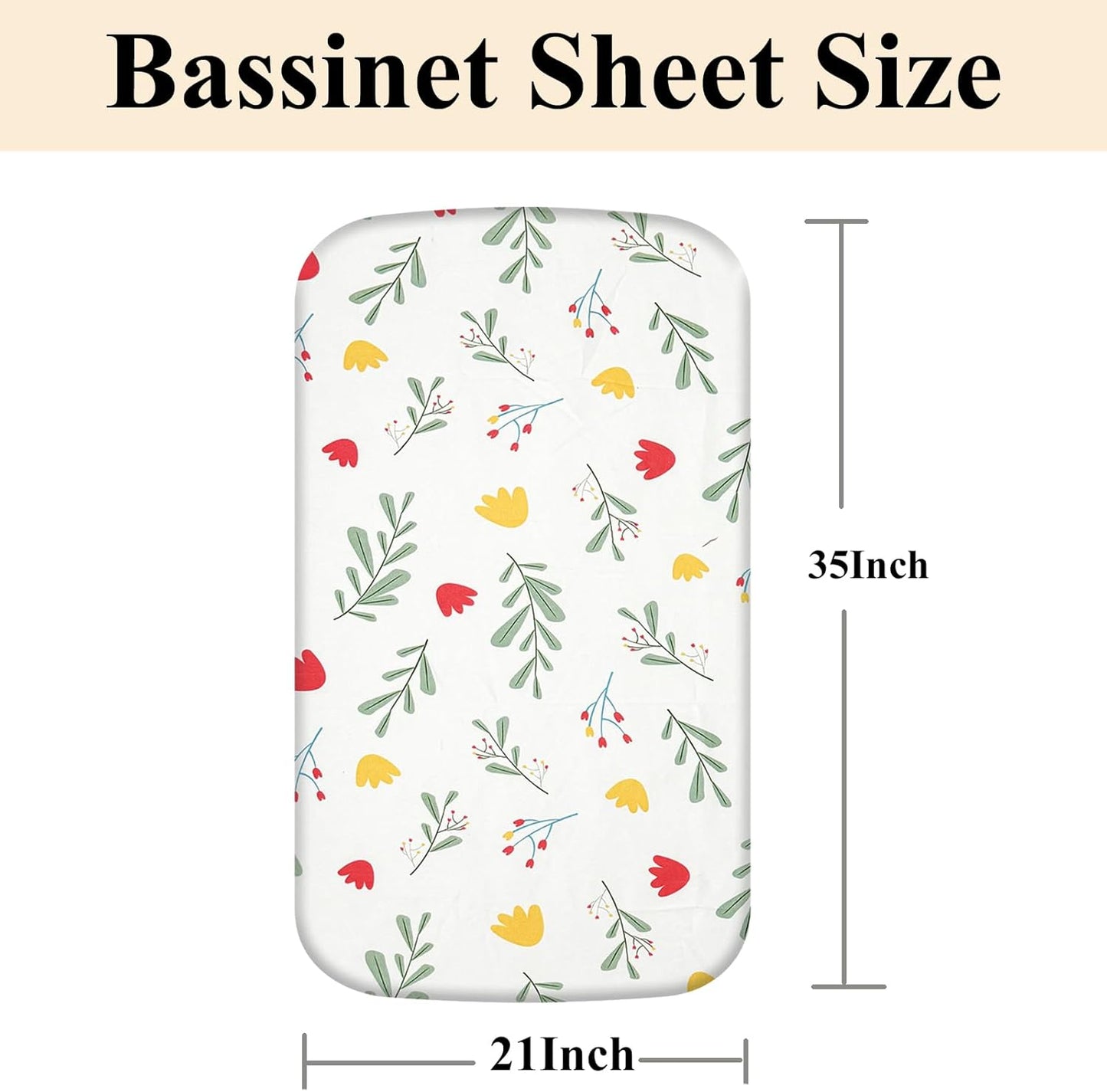 4 Pack Bassinet Sheets (19" x 33"), Compatible with Baby Delight, BabyBond, Dream On Me and Most Rectangle Bedside Sleeper Bassinet Mattress, Soft and Skin-Friendly, Mint Green and Color Rainbow
