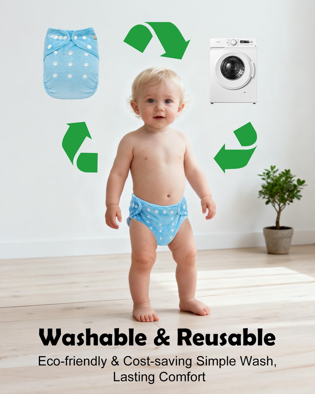 ALVABABY 12pcs Microfiber Inserts,Soft Cloth Diaper Liner,3-Layer Absorbent Inserts,Reusable for Baby Cloth Diapers 12T