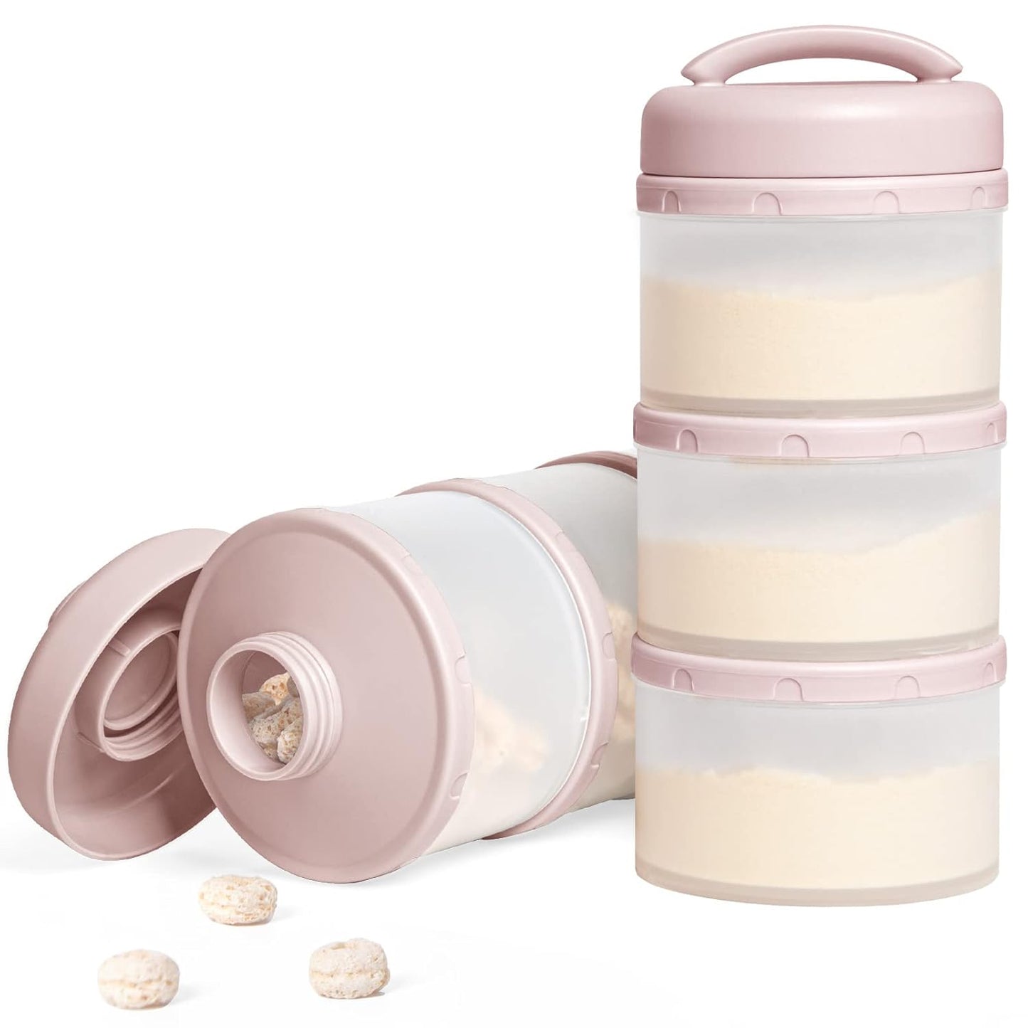 Termichy Stackable Formula Dispenser Portable Milk Powder Container, 2 Pack, Warm Grey