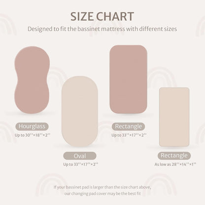 Blissful Diary Muslin Bassinet Sheets for Baby Girls Boys, Boho Soft Cotton Fitted for Oval Hourglass Rectangle Mattress, 2 Pack(Sunshine&Brown)