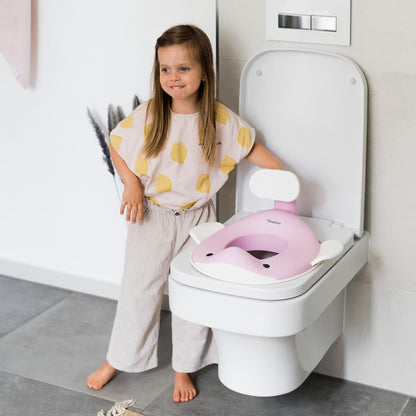 Kindsgut Whale Potty Training Seat for Toddlers – Kids Toilet Seat with Backrest, Non-Slip, Fits Round & Oval Toilet Seats, Designed in Germany, Peach
